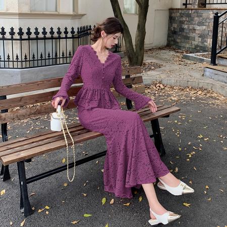 FA47725# 十三行品质蕾丝上衣高级感包臀鱼尾裙套装设计感打底衬衫  服裝批發女裝批發服飾貨源