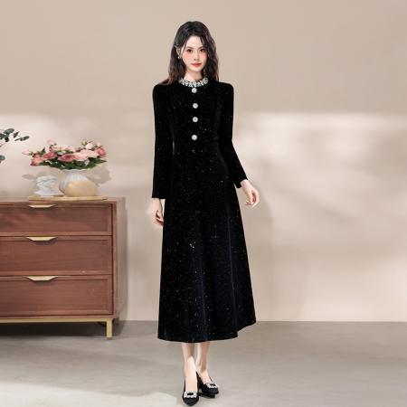 FA47730# 十三行品质精致亮闪闪名媛连衣裙年会晚宴重要场合礼服长裙  服裝批發女裝批發服飾貨源