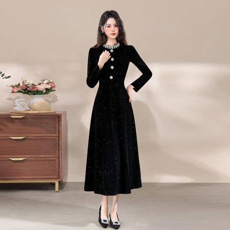 FA47730# 十三行品质精致亮闪闪名媛连衣裙年会晚宴重要场合礼服长裙  服裝批發女裝批發服飾貨源