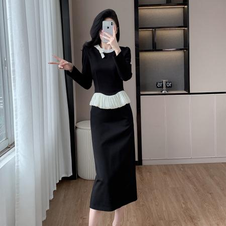 FA47737# 十三行品质法式复古高级感套装圆领设计感上衣半身裙两件套  服裝批發女裝批發服飾貨源