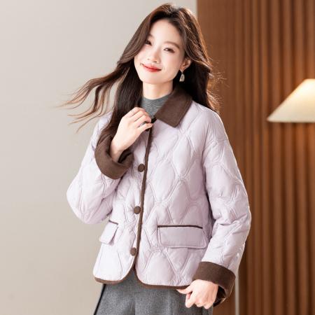 冬季新款衬衫式羽绒服宽松翻领  服裝批發女裝批發服飾貨源