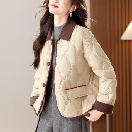 冬季新款衬衫式羽绒服宽松翻领  服裝批發女裝批發服飾貨源