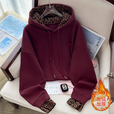 FA47768# 冬季加绒火爆学院风新款拼色连帽连袖加厚宽松炸街卫衣女  服裝批發女裝批發服飾貨源