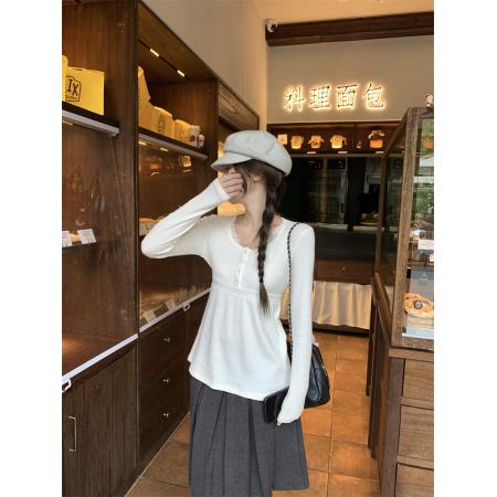 FA47788# ～大码胖MM圆领娃娃衫绑带针织衫显瘦内搭百搭长袖t恤 服裝批發女裝批發服飾貨源