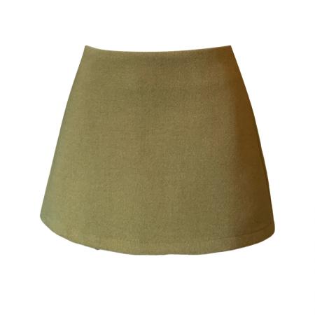 FA47793# 毛呢纯色简约高腰半身裙女秋冬新款气质A字显瘦复古百搭短裙 服裝批發女裝批發服飾貨源