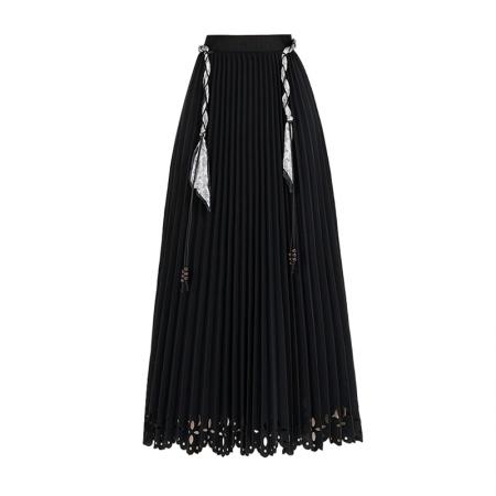 FA47794# 法式风琴裙镂空下摆设计半身裙女秋冬新款A字显瘦百褶蛋糕裙 服裝批發女裝批發服飾貨源