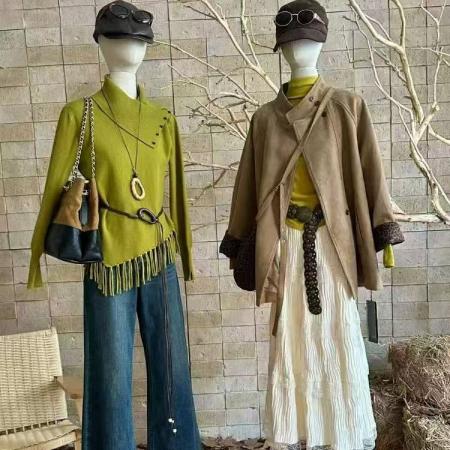 FA47806# 设计感翻领流苏正肩针织衫女秋冬装显瘦不规则打底衫上衣 服裝批發女裝批發服飾貨源