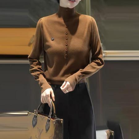 FA47813# 时尚洋气显瘦高级设计感女秋冬新款高领保暖软糯舒适针织衫 服裝批發女裝批發服飾貨源