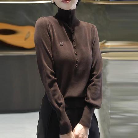 FA47813# 时尚洋气显瘦高级设计感女秋冬新款高领保暖软糯舒适针织衫 服裝批發女裝批發服飾貨源