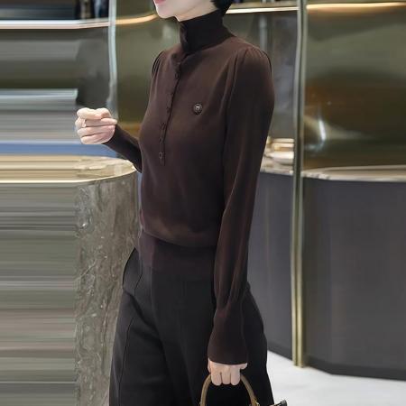 FA47813# 时尚洋气显瘦高级设计感女秋冬新款高领保暖软糯舒适针织衫 服裝批發女裝批發服飾貨源