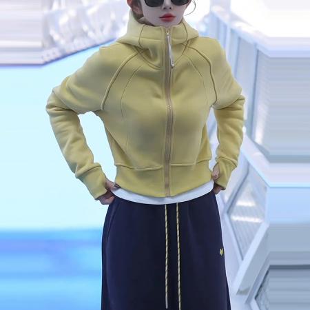 FA47824# 韩系百搭连帽拉链短款卫衣外套女秋冬设计感时尚休闲显瘦开衫上衣 服裝批發女裝批發服飾貨源