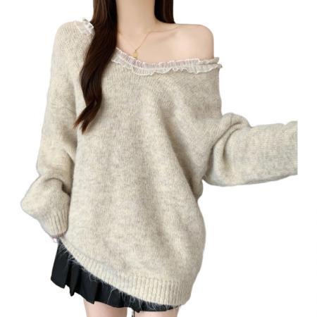 FA47837# 大码时尚后背蝴蝶结圣诞红色毛衣秋冬新款减龄针织衫胖MM上衣女 服裝批發女裝批發服飾貨源