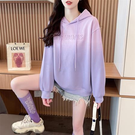 FA47842# 秋季新款韩版宽松连帽渐变凹凸连帽卫衣女 服裝批發女裝批發服飾貨源