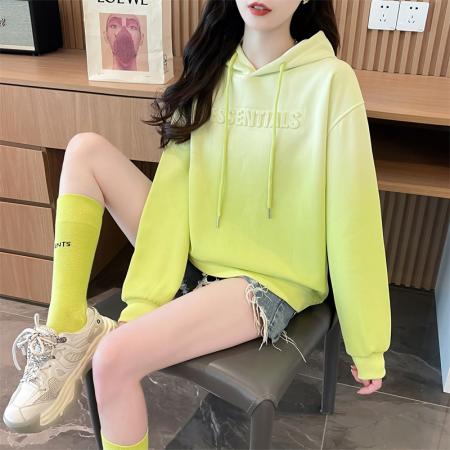FA47842# 秋季新款韩版宽松连帽渐变凹凸连帽卫衣女 服裝批發女裝批發服飾貨源