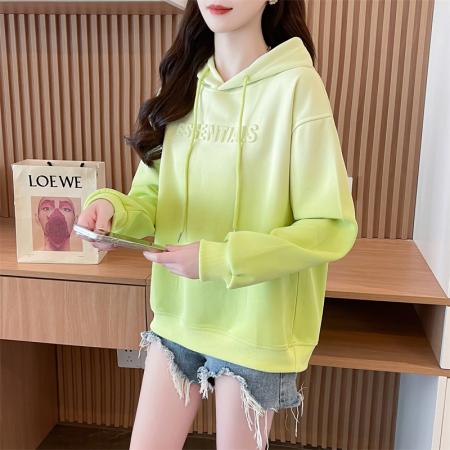 FA47842# 秋季新款韩版宽松连帽渐变凹凸连帽卫衣女 服裝批發女裝批發服飾貨源