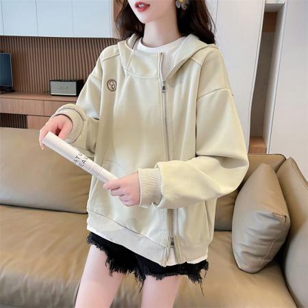 FA47843# 仿棉华棉复合春秋开衫卫衣女新款设计感小个子宽松上衣 服裝批發女裝批發服飾貨源