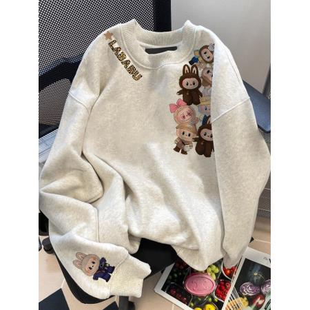 FA47854# 高质量/薄款重磅华棉/银狐绒拉布布图案印花男女圆领卫衣 服裝批發女裝批發服飾貨源