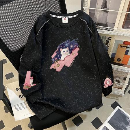 FA47855# 华棉复特大码300斤扎染印花肩膀拼接拉链卫衣女 服裝批發女裝批發服飾貨源