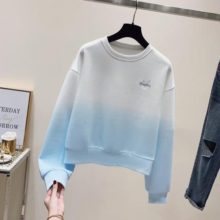 FA47856# 小清新学院风秋季新款扎染刺绣高级感小个子时尚卫衣女 服裝批發女裝批發服飾貨源