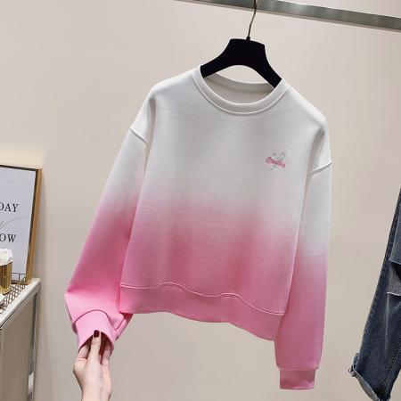 FA47856# 小清新学院风秋季新款扎染刺绣高级感小个子时尚卫衣女 服裝批發女裝批發服飾貨源