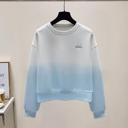 FA47856# 小清新学院风秋季新款扎染刺绣高级感小个子时尚卫衣女 服裝批發女裝批發服飾貨源