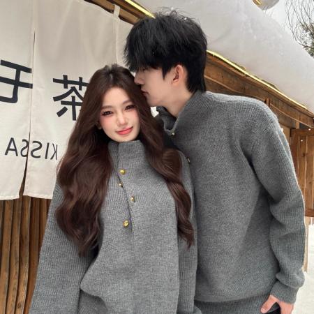 FA47862# 情侣装套头休闲圆领毛衣 服裝批發女裝批發服飾貨源