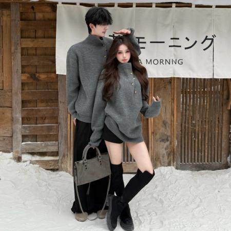 FA47862# 情侣装套头休闲圆领毛衣 服裝批發女裝批發服飾貨源