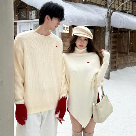 FA47863# 情侣装法式小众设计感不规则斗篷毛衣爱心慵懒风针织衫 服裝批發女裝批發服飾貨源