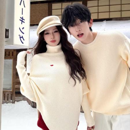 FA47863# 情侣装法式小众设计感不规则斗篷毛衣爱心慵懒风针织衫 服裝批發女裝批發服飾貨源