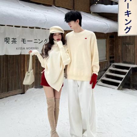 FA47863# 情侣装法式小众设计感不规则斗篷毛衣爱心慵懒风针织衫 服裝批發女裝批發服飾貨源