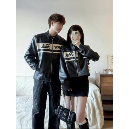 FA47864# 情侣装一长一短皮衣 服裝批發女裝批發服飾貨源