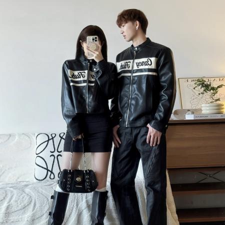 FA47864# 情侣装一长一短皮衣 服裝批發女裝批發服飾貨源