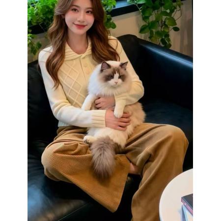 FA47876# 绵羊绒温柔风针织衫上衣减龄秋冬好看毛衣长袖时尚显瘦休闲 服裝批發女裝批發服飾貨源