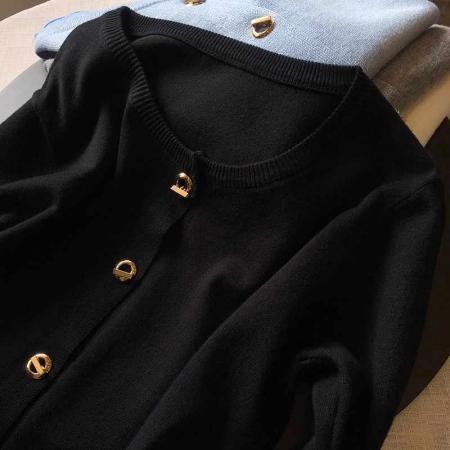 FA47881# 包芯纱新款法式小香风针织衫开衫女圆领短款小毛衣外套外搭上衣 服裝批發女裝批發服飾貨源