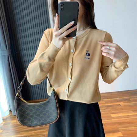 FA47894# 小熊刺绣长袖针织衫开衫外套早春女装新款宽松秋冬季毛衣短款上衣 服裝批發女裝批發服飾貨源