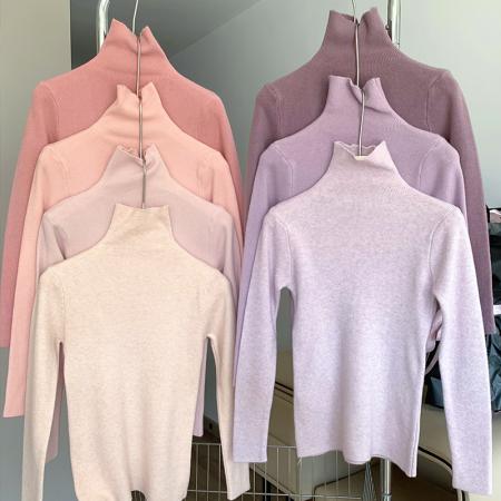 FA47899# 推荐莫兰迪色高领羊毛针织衫打底衫女秋冬新款高级感上衣 服裝批發女裝批發服飾貨源