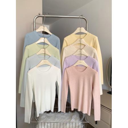 FA47901# 韩系圆领打底针织衫女秋冬洋气内搭高级感修身软糯收腰上衣 服裝批發女裝批發服飾貨源