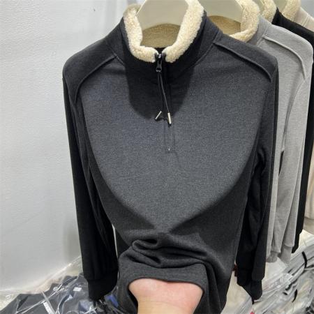 FA47903# 网红爆款胖mm大码女装秋冬百搭加厚德绒设计感半拉链卫衣女打底衫 服裝批發女裝批發服飾貨源