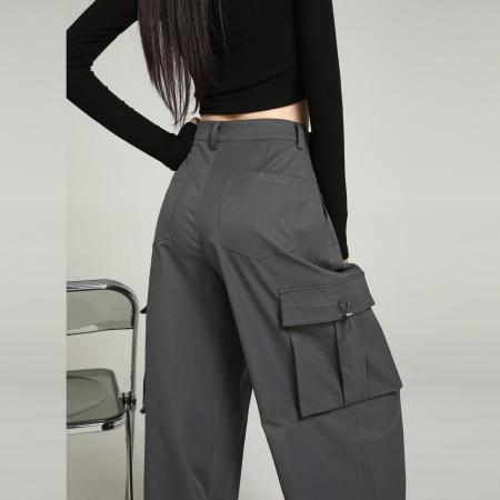 FA47905# 弯刀裤女装新款美式高腰工装裤休闲裤直筒垂感宽松阔腿裤 服裝批發女裝批發服飾貨源