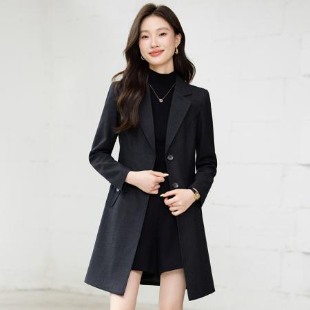 FA47909# 设计感气质风衣秋季新款修身显瘦通勤百搭风衣 服裝批發女裝批發服飾貨源