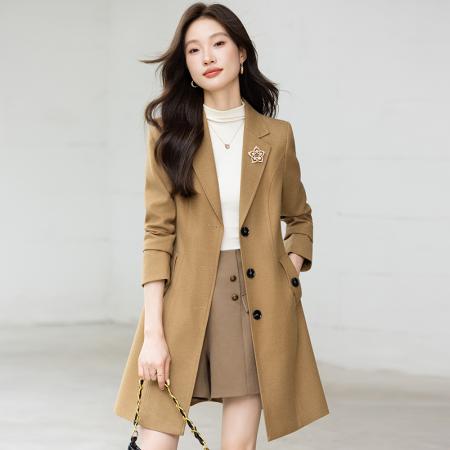 FA47909# 设计感气质风衣秋季新款修身显瘦通勤百搭风衣 服裝批發女裝批發服飾貨源