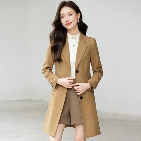 FA47909# 设计感气质风衣秋季新款修身显瘦通勤百搭风衣 服裝批發女裝批發服飾貨源