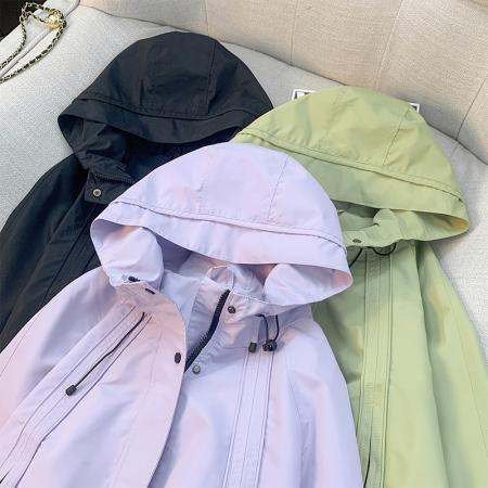 FA47922# 秋冬新款大码宽松短款风衣休闲连帽外套防风百搭上衣女 服裝批發女裝批發服飾貨源