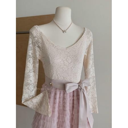 FA47937# 猫年粉荔漫舞复古法式蕾丝蓬松蛋糕裙摆连衣裙加绒 服裝批發女裝批發服飾貨源