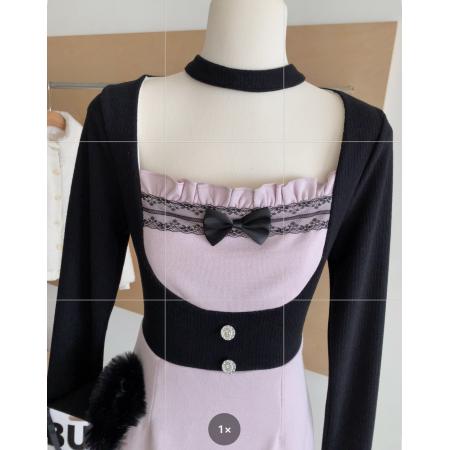 FA47938# 森女系原创想去海边甜心布蕾甜酷少女粉紫连衣裙修身显瘦 服裝批發女裝批發服飾貨源