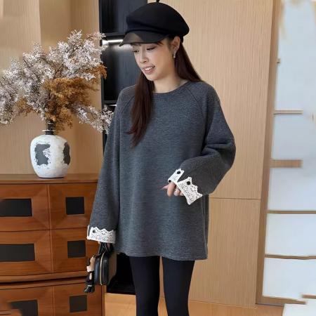 FA47945# 中长款开叉毛衣新款爆款秋冬款宽松慵懒风长袖上衣 服裝批發女裝批發服飾貨源