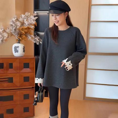 FA47945# 中长款开叉毛衣新款爆款秋冬款宽松慵懒风长袖上衣 服裝批發女裝批發服飾貨源