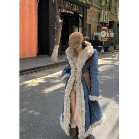 FA47957# 加棉加厚牛仔外套女长款秋冬季爆款时尚洋气高级感大衣 服裝批發女裝批發服飾貨源