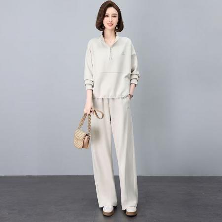 秋季新款灰色套装女大码休闲运动时尚超卫衣搭一整套 服裝批發女裝批發服飾貨源