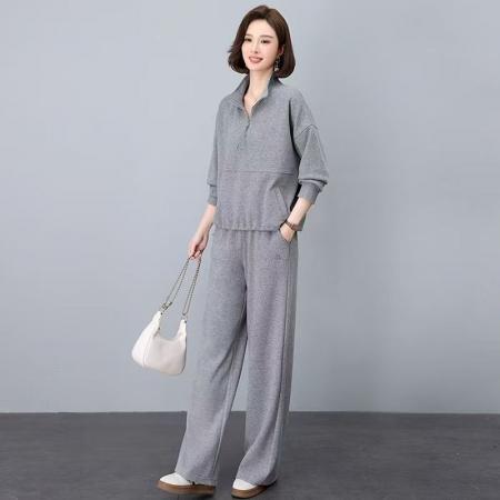 FA47960# 秋季新款灰色套装女大码休闲运动时尚超卫衣搭一整套 服裝批發女裝批發服飾貨源